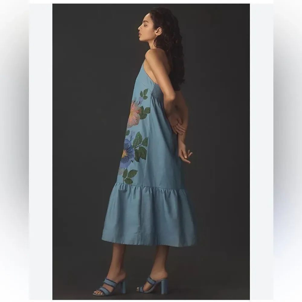 Pilcro Halter Embroidered Denim
Midi Dress size Large - Picture 3 of 6